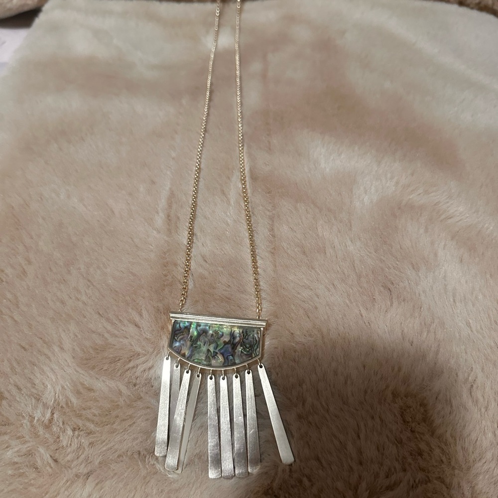 Elegant Silver and Abalone Adjustable Necklace by Kendra Scott